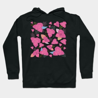 Pink rose floral pattern Hoodie